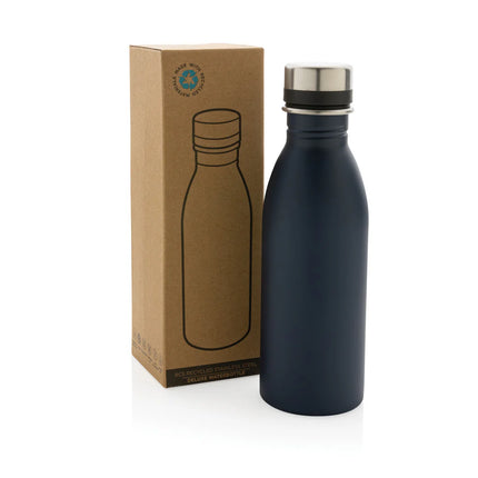 Recycled stainless steel XD Collection RCS deluxe water bottle in black with a sleek