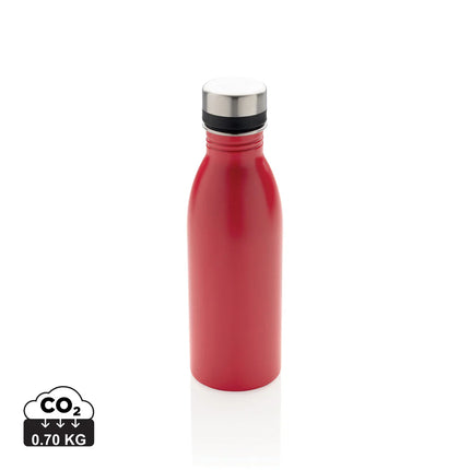 Recycled stainless steel XD Collection RCS deluxe water bottle with sleek design and secure lid for eco-friendly hydration.