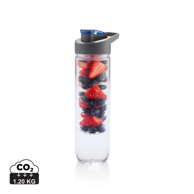  clear plastic drinkware with built-in infusing chamber.