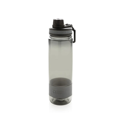 Swiss Peak Tritan drinkware bottle with a sleek transparent design and a secure screw-on lid