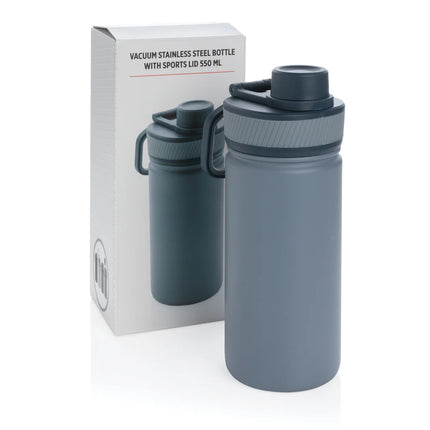 Stainless steel vacuum bottle with sports lid