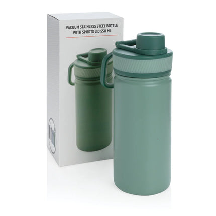 Stainless steel vacuum bottle with sports lid