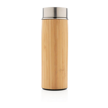  eco-friendly drinkware with a sleek bamboo exterior and secure lid.