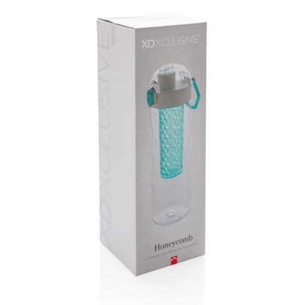 XD Xclusive honeycomb lockable leak-proof infuser bottle for fresh fruit infusions and healthy hydration.