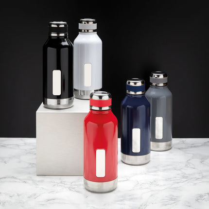 Leak-proof vacuum bottle from XD Collection with logo plate