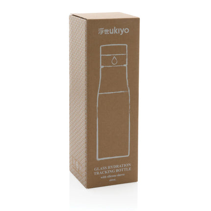  clear drinkware featuring measurement markings and a protective fabric sleeve.