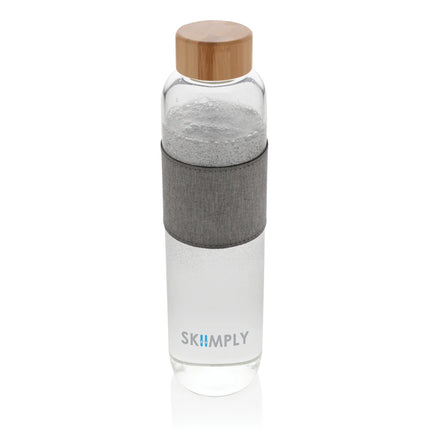  clear glass design with a natural bamboo top.