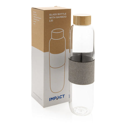Borosilicate glass water bottle with bamboo lid