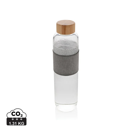 Borosilicate glass drinkware bottle with bamboo lid from XD Collection