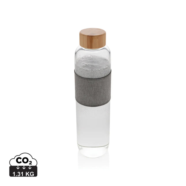 Borosilicate glass drinkware bottle with bamboo lid from XD Collection