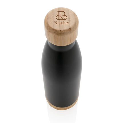 Stainless steel vacuum drinkware with bamboo lid and bottom by XD Collection