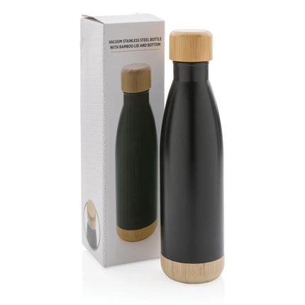Stainless steel vacuum drinkware with bamboo lid and bottom from XD Collection
