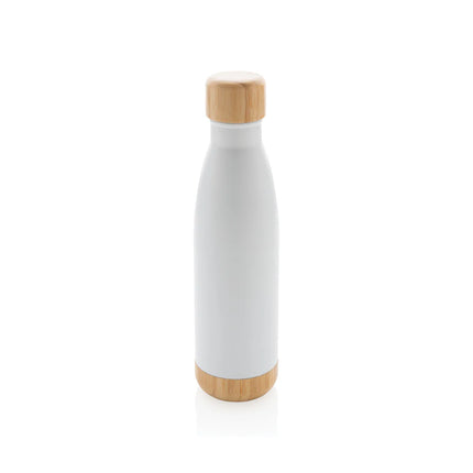 Stainless steel vacuum drinkware by XD Collection with bamboo lid and bottom