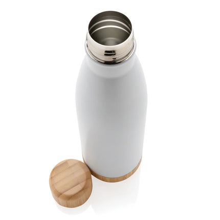 Stainless steel vacuum drinkware with bamboo lid and bottom by XD Collection
