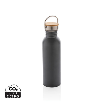 Modern stainless steel drinkware bottle with bamboo lid from XD Collection