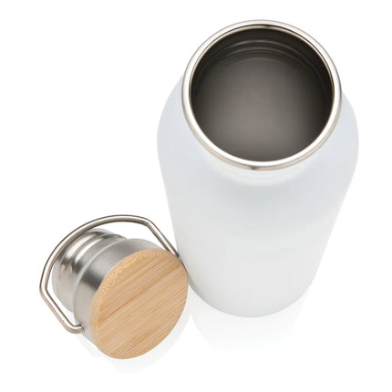 Modern stainless steel water bottle with bamboo lid from XD Collection