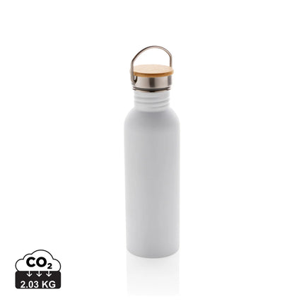 Modern stainless steel water bottle with bamboo lid from XD Collection