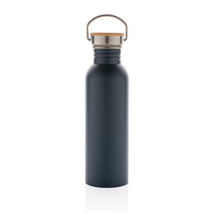 Modern stainless steel water bottle with bamboo lid from XD Collection