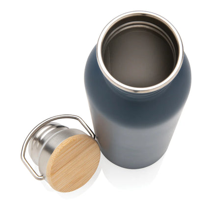 Modern stainless steel drinkware bottle with bamboo lid from XD Collection