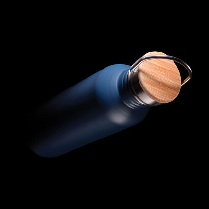 Modern stainless steel drinkware bottle with bamboo lid from XD Collection
