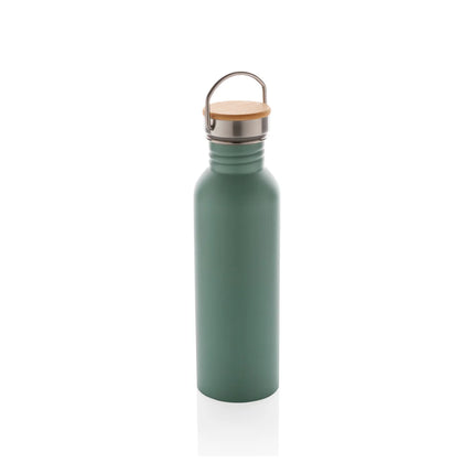 Modern stainless steel water bottle with bamboo lid from XD Collection
