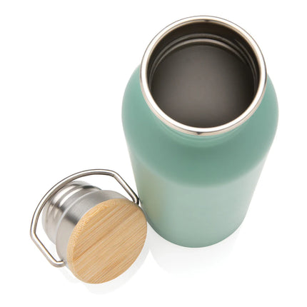 Modern stainless steel drinkware bottle with bamboo lid from XD Collection