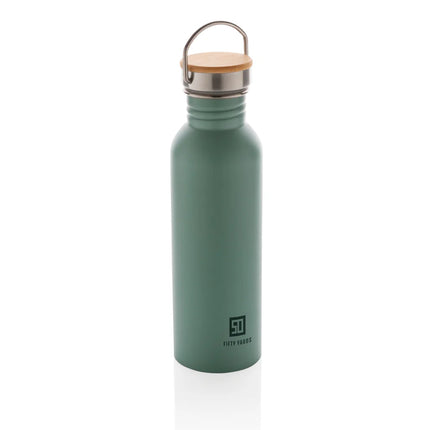 Modern stainless steel drinkware bottle with bamboo lid from XD Collection