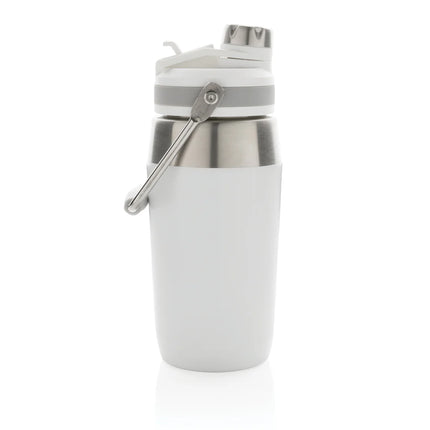  showing the sleek drinkware with lid and body.