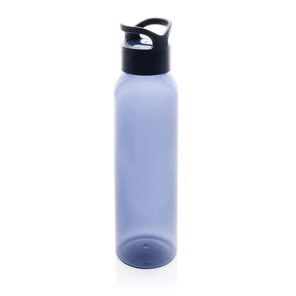 XD Collection Oasis RCS recycled pet water bottle 650ml in transparent drinkware with a green screw-on lid and recycling symbols.