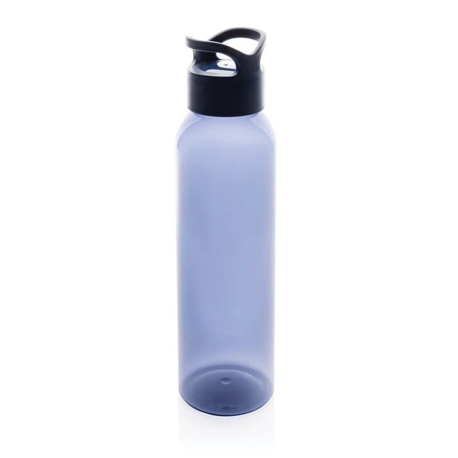 XD Collection Oasis RCS recycled pet water bottle 650ml in transparent drinkware with a green screw-on lid and recycling symbols.