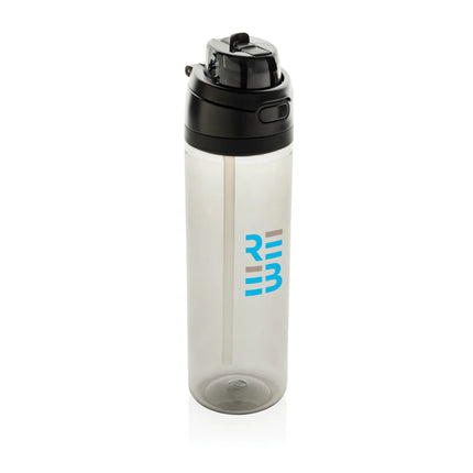  clear drinkware with a screw-top lid and ergonomic design.