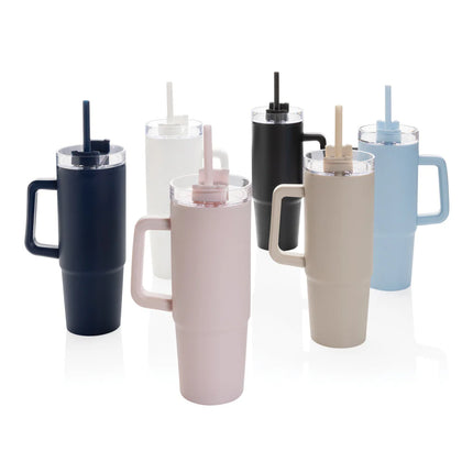  in clear drinkware with a sturdy handle for cold beverages.