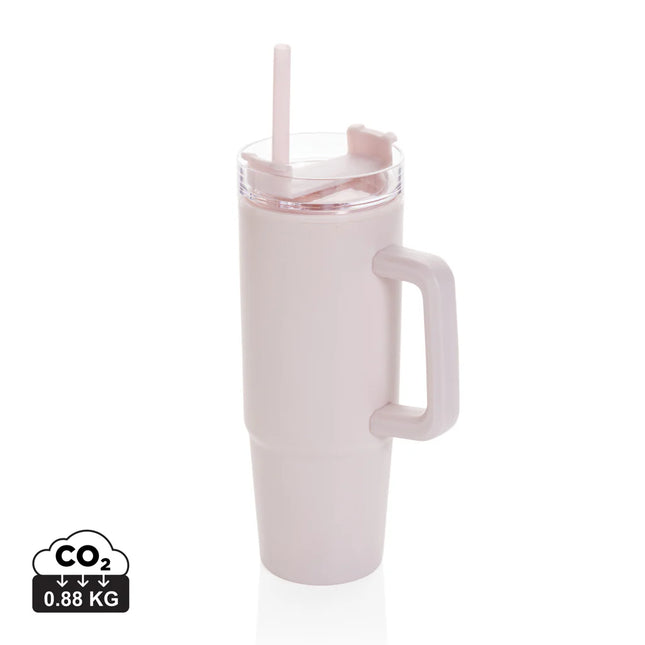  900ml drinkware with a clear body and black lid