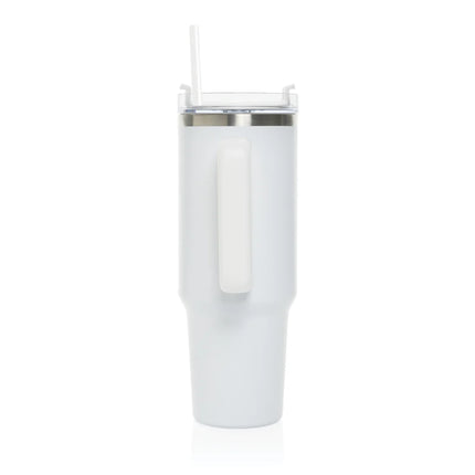XD Collection Peakflow RCS recycled steel tumbler 1200ML drinkware with a sleek stainless steel design and spill-proof lid.