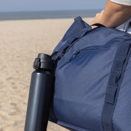 XD Collection Via RCS Re-steel lockable sport bottle 600ML in stainless steel with a secure lid and ergonomic design.