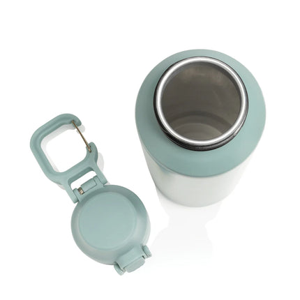 XD Collection Via RCS Re-steel lockable 600ML sport bottle in sleek stainless steel with a secure lid for active hydration.