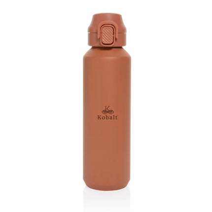 XD Collection Via RCS Re-steel lockable sport bottle 600ML in stainless steel with a secure lid and ergonomic design.