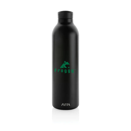 Avira Avior RCS Re-steel 1L water bottle in stainless steel with a sleek design and screw-top lid.