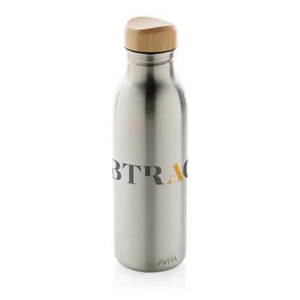 Avira Alcor RCS Re-steel 600ml single wall water bottle in stainless steel with a sleek design and screw-top lid.