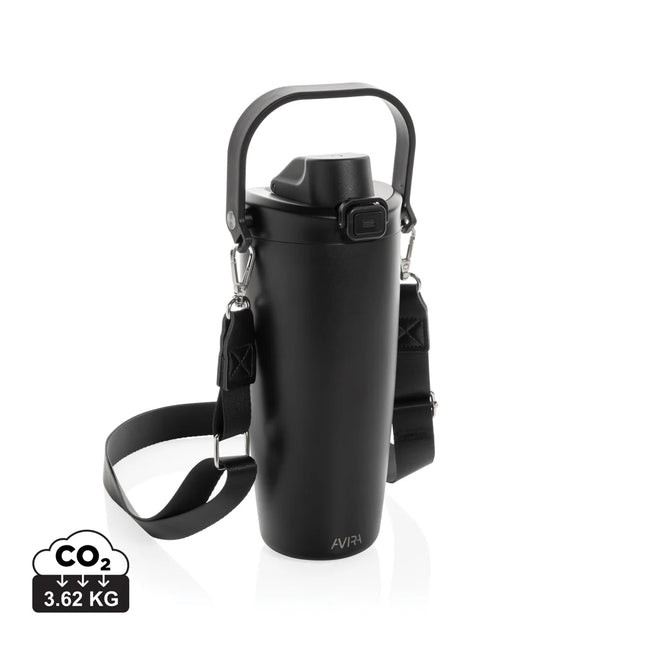 Avira Ayala RCS re-steel duosip lockable crossbody tumbler with stainless steel design and leak-proof lid.