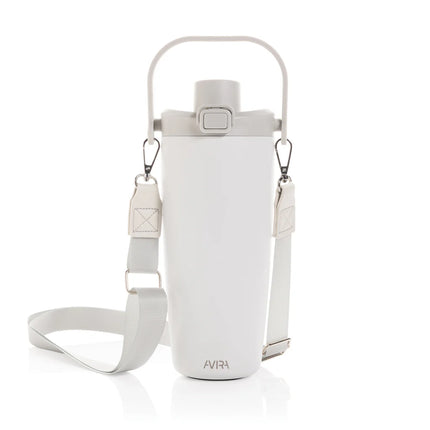 Avira Ayala RCS re-steel duosip lockable crossbody tumbler with stainless steel finish and secure locking lid