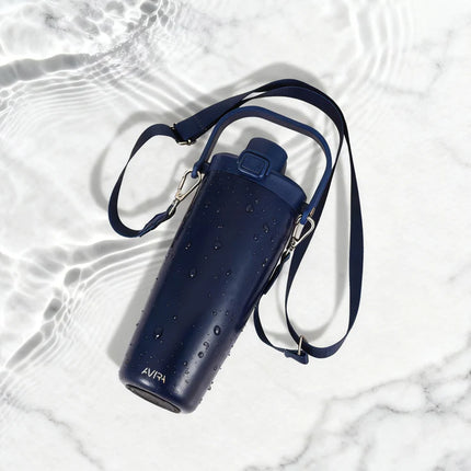 Avira Ayala RCS re-steel duosip lockable crossbody tumbler with stainless steel construction and spill-proof lid