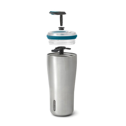 Black + Blum insulated travel tumbler 600ml in stainless steel with a black lid