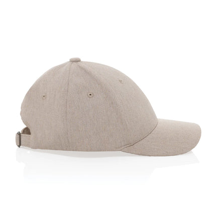 XD Collection Milo recycled heather 6-panel cap made of 200g headwear with a stylish heather design and adjustable fit.