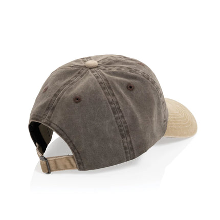  headwear with adjustable strap and stylish two-tone design.