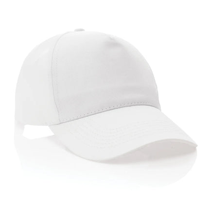 Impact 5-panel recycled cotton cap by XD Collection featuring AWARE™ tracer