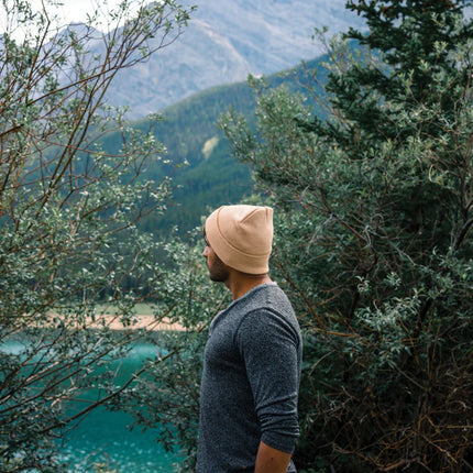  soft knit with folded brim and subtle branding detail.
