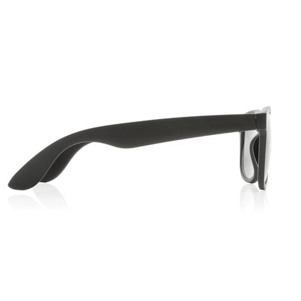 XD Collection RCS recycled PP plastic outdoor sunglasses with black frames and tinted lenses