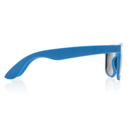 XD Collection RCS recycled PP plastic outdoor sunglasses with sleek black frames and tinted lenses.