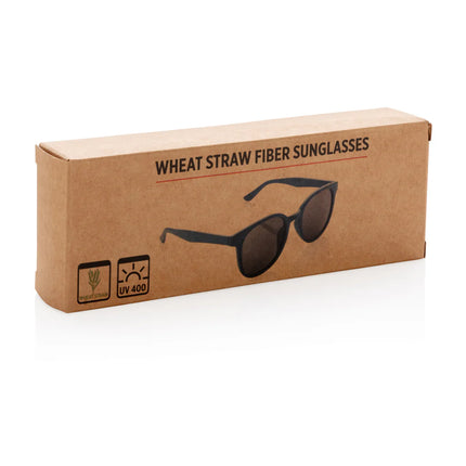 Wheat straw fibre outdoor sunglasses by XD Collection with round frames and dark tinted lenses.